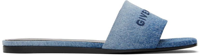 Tillbehör Givenchy Givenchy 4G Flat Denim Slides Blå | BE306FE2CC420