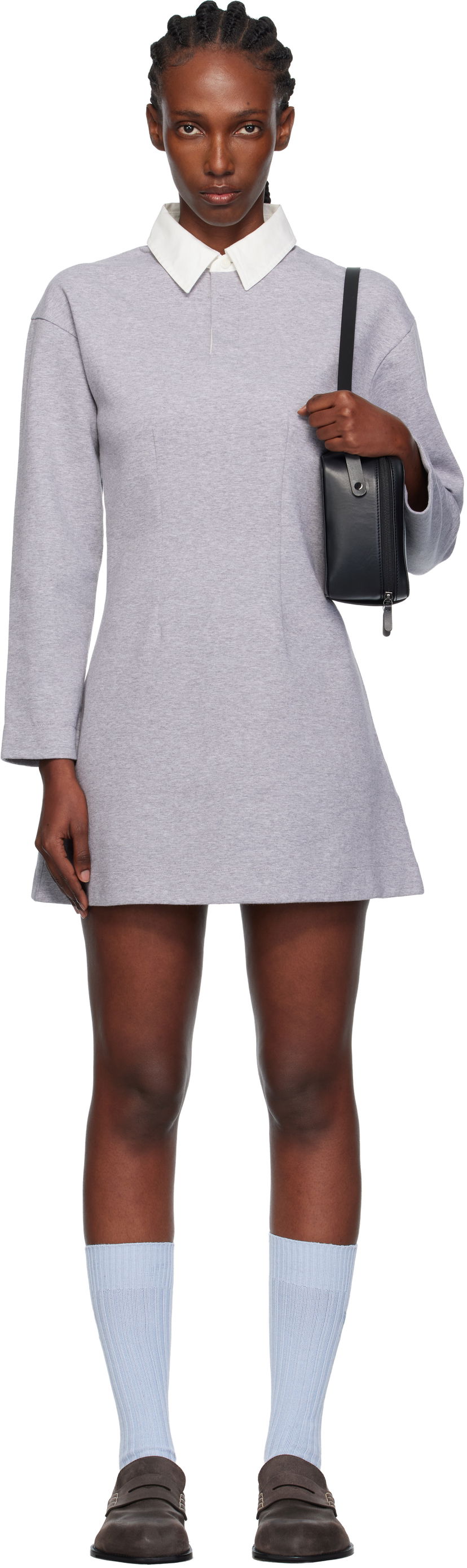 Klä JW Anderson JW Anderson Long Sleeve Polo Midi Dress Grå | JD0047-PG1845