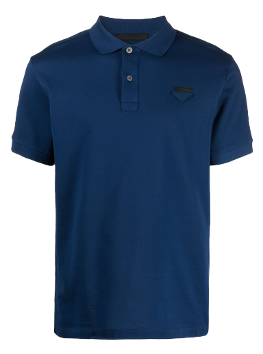 Polotröja Prada Pique Polo Tee Mörkblå | UJN444S181XGS
