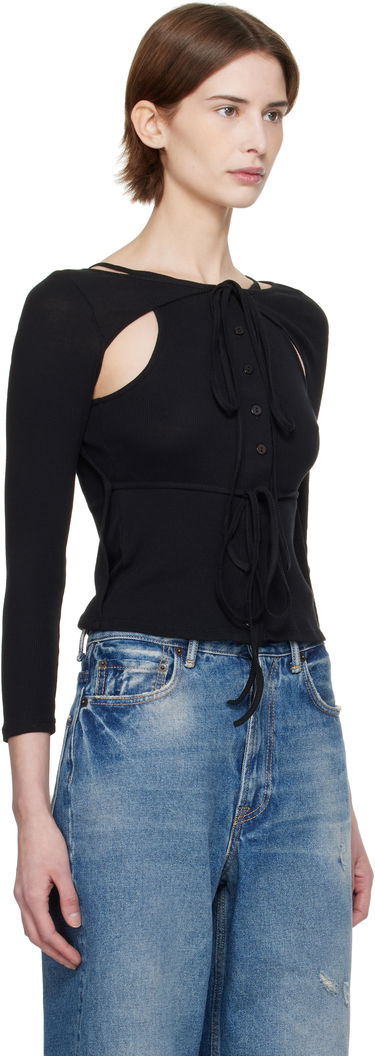 Sweater Eckhaus Latta Eckhaus Latta Ribbed Cutout Top Svart | 1207-EL-PS25-A -, 1