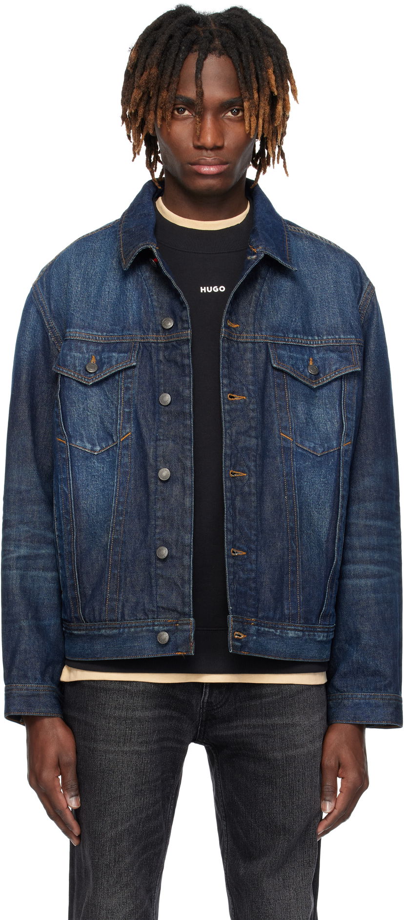 Jacka BOSS HUGO Adjustable Hem Denim Jacket Blå | 50530639