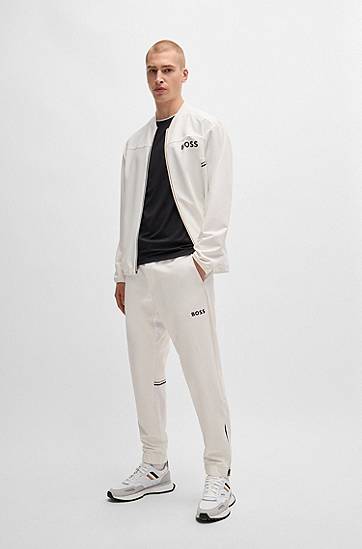 T-shirt BOSS Matteo Berrettini Stretch-Jersey T-Shirt with Signature Details Svart | 50521983, 1