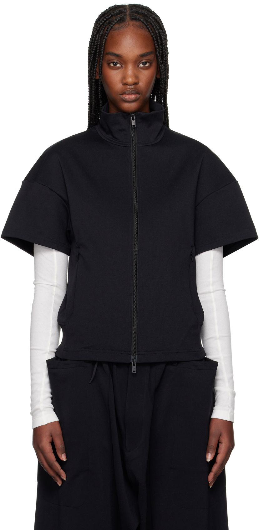 Väst Y-3 Y-3 3S Short Sleeve Zip-Up Shirt Svart | JN4984