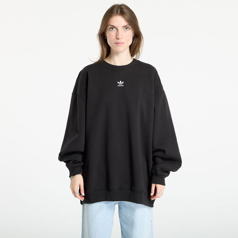 Sweatshirt adidas Originals Essentials Fleece Long Oversized Crew Sweatshirt Svart | IY1834