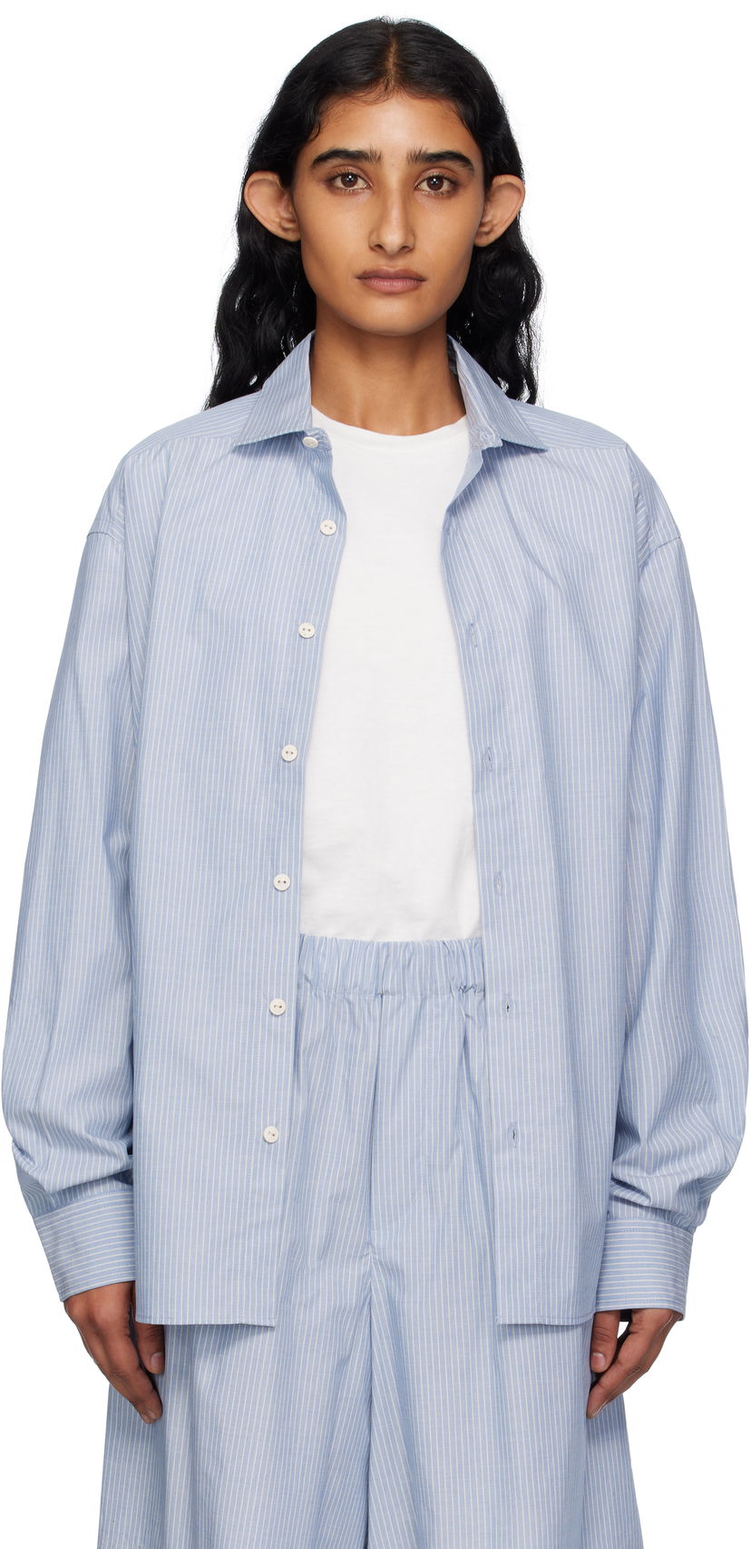 Skjorta Baserange Baserange Claude Striped Shirt Blå | TSCL-PO-AU25