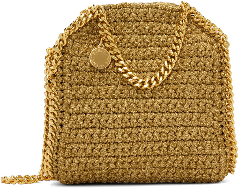Tygpåse Stella McCartney Stella McCartney Tiny Falabella Lurex Crochet Tote Bag Metallisk | 391698WP0603