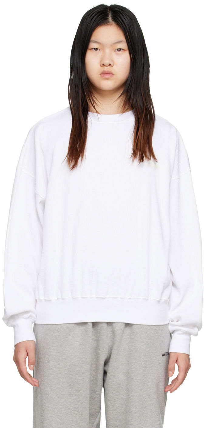 Sweater We11done Crewneck Sweatshirt Vit | WD-TS3-22-798-U-WH
