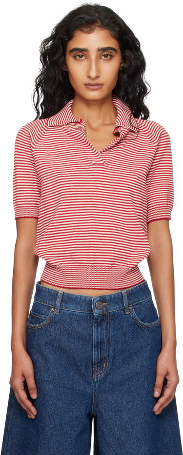 Polotröja Max Mara Weekend Max Mara Striped Knit Polo Röd | 2525366131600, 0