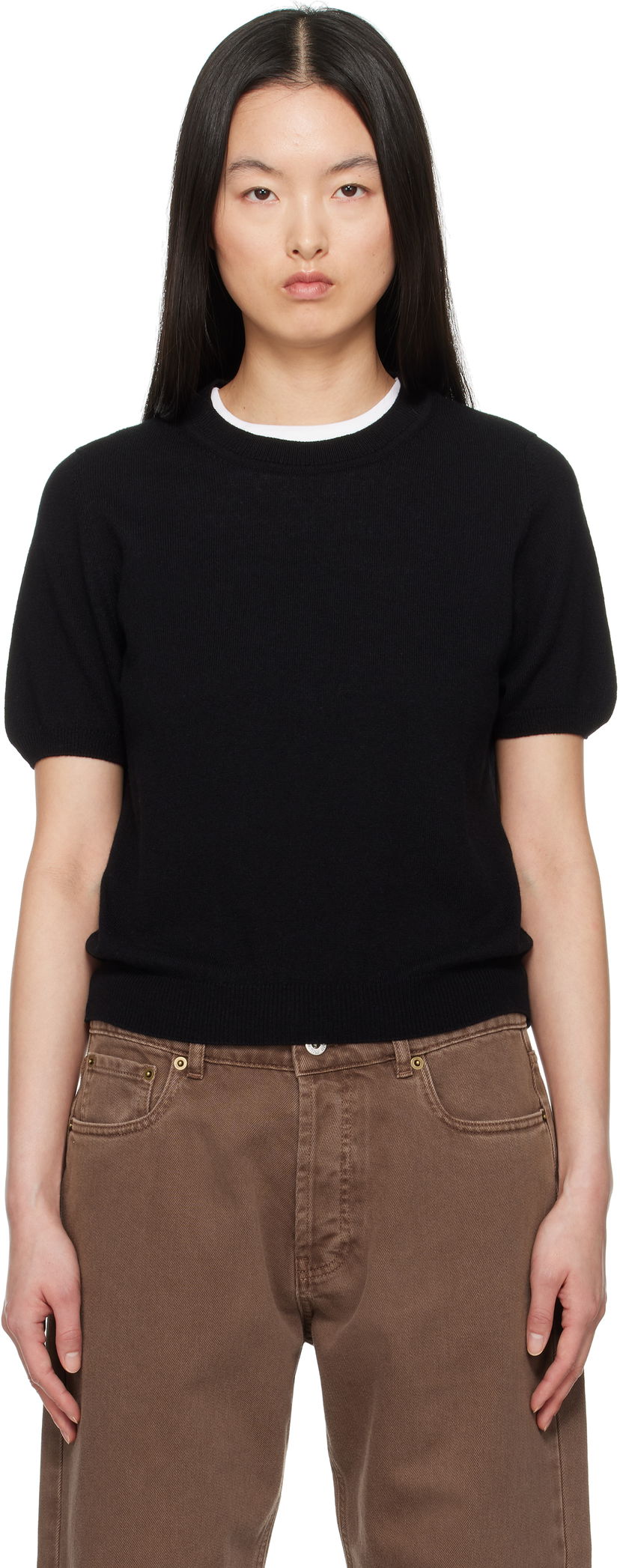 Sweater &Daughter &Daughter Emer Cashmere T-shirt Svart | CH04633