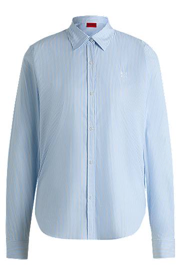 Skjorta BOSS Regular-Fit Striped Cotton-Blend Blouse Blå | 50539864, 0