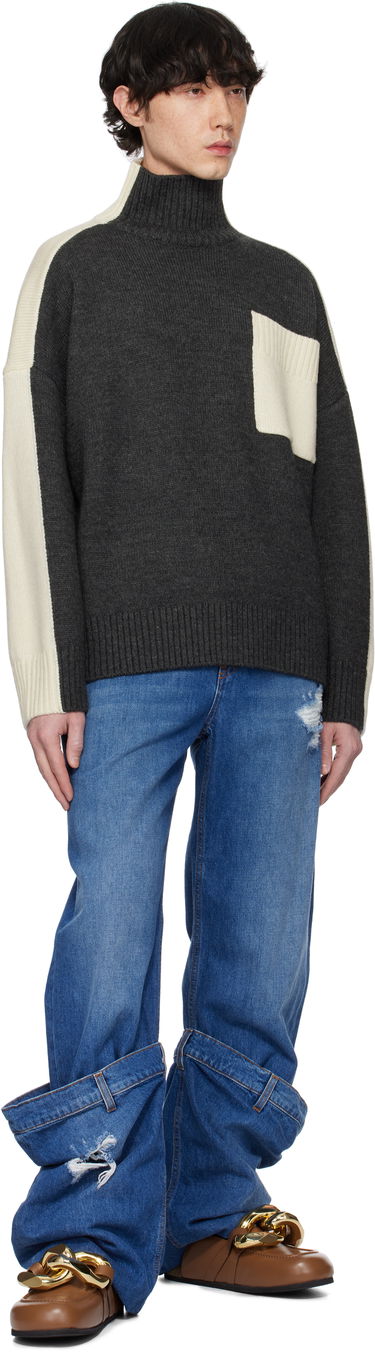 Sweater JW Anderson JW Anderson Dual Tone Turtleneck with Patch Pocket Grå | KW1308-YN0367, 3