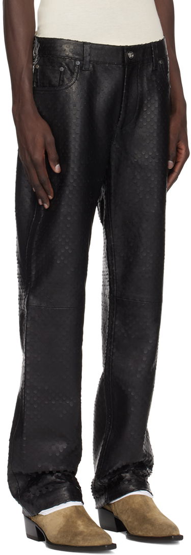 Jeans Helmut Lang Helmut Lang Hole-Punched Worker Leather Pants Svart | O06HM210, 1