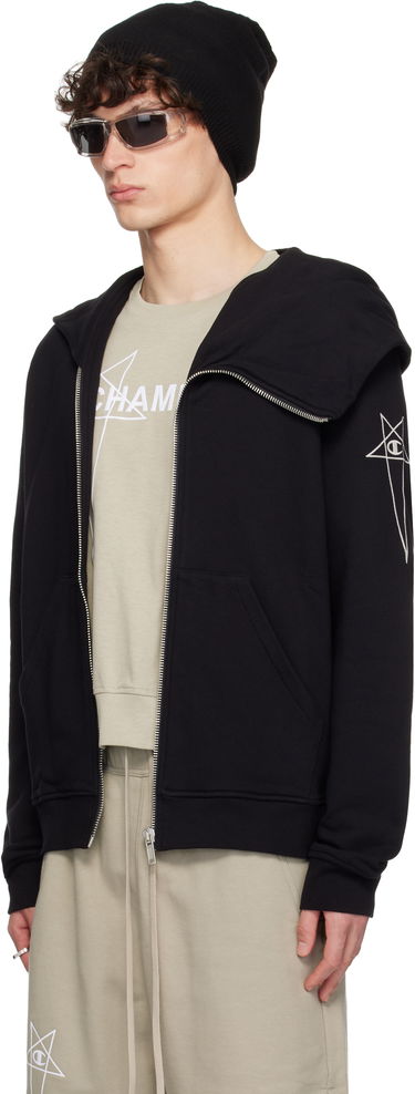 Sweatshirt Rick Owens Rick Owens Champion Edition Mountain Hoodie Svart | CM01E1665 CHFE FELPA, 3