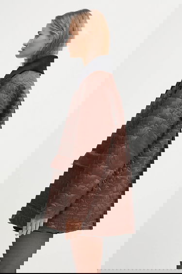 Jacka GANNI GANNI Shiny Quilt Midi Jacket Brun | W0397, 1