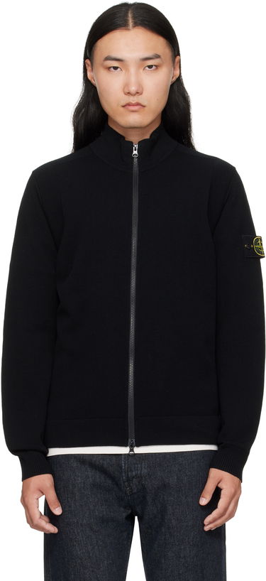 Sweatshirt Stone Island Stone Island Stretch RWS Wool Zip-Up Sweatshirt Svart | K2S15 5100062 S00A1, 0