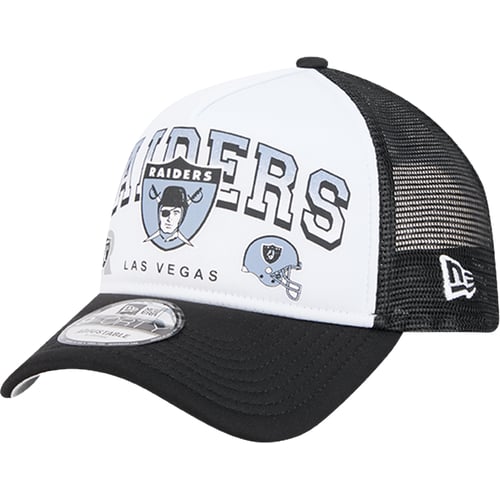 Keps New Era NFL Las Vegas Raiders Retro Wordmark 9FORTY A-Frame Trucker Cap Vit | 60573567, 0