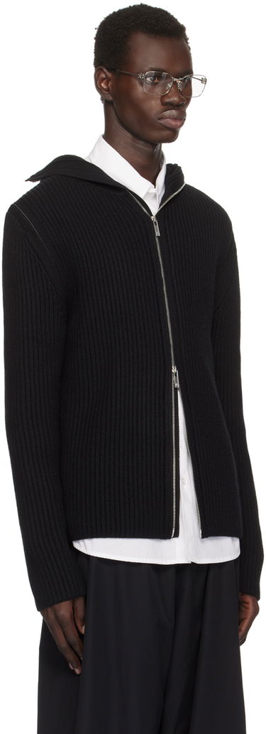 Sweater Helmut Lang Helmut Lang Rib Knit Zip Hoodie Svart | O07HM799, 1