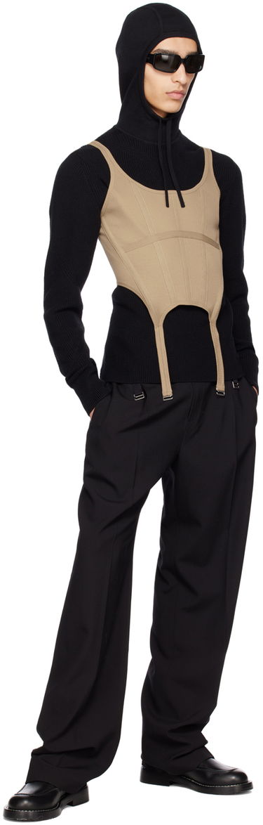 Sweater Dion Lee Dion Lee Paneled Knit Hoodie Svart | C7158R23, 3