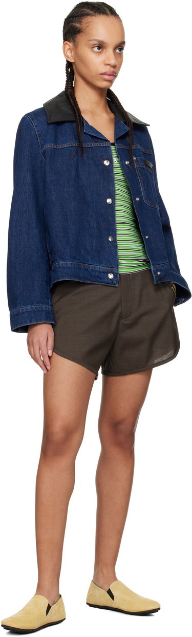Jacka Wales Bonner Wales Bonner Denim Jacket with Faux Leather Collar Blå | WS25DE14-DE01-599, 3