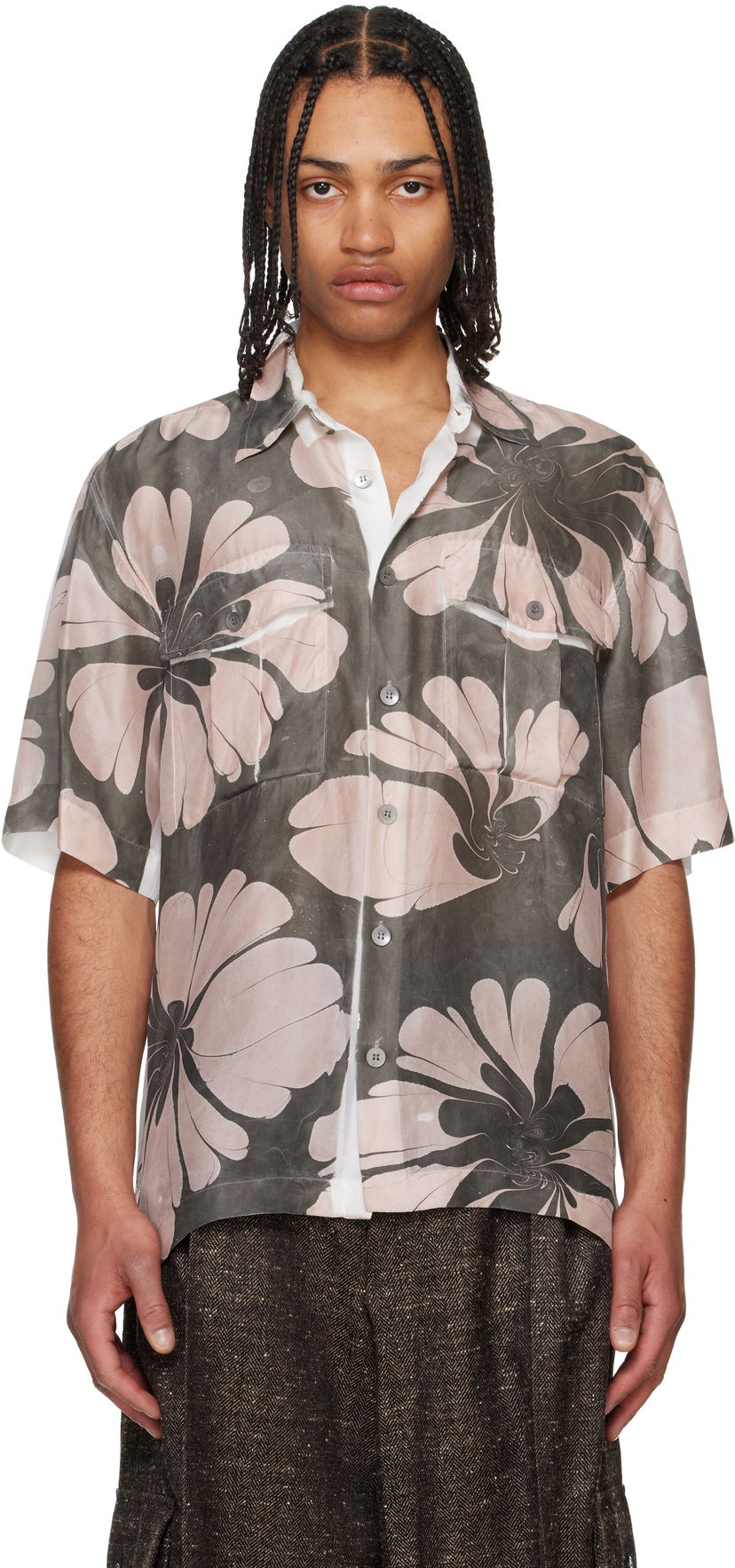Skjorta Dries Van Noten Dries Van Noten Dessin Print Shirt Grå | 251-020724-1197