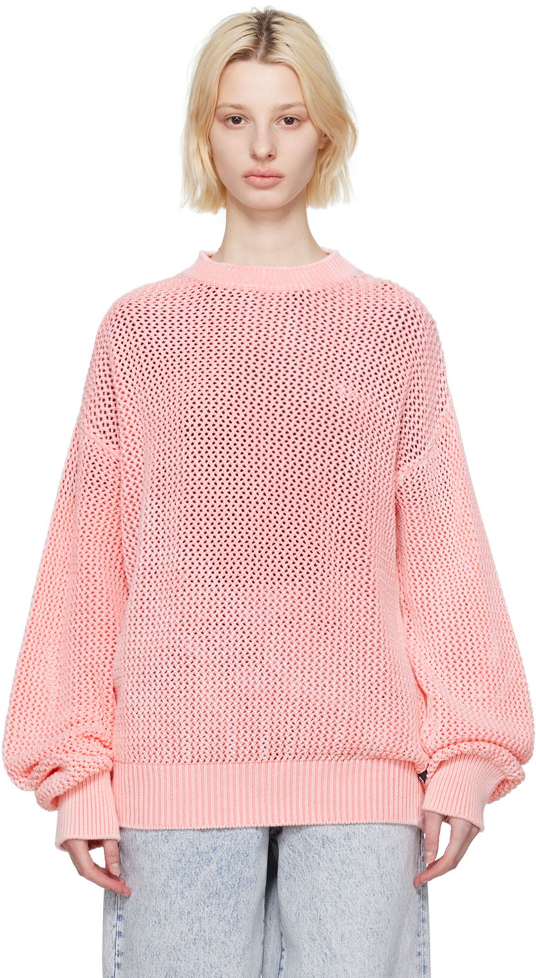 Sweater MSGM Overdyed Cropped Knit Sweater Rosa | 3440MM110 237088