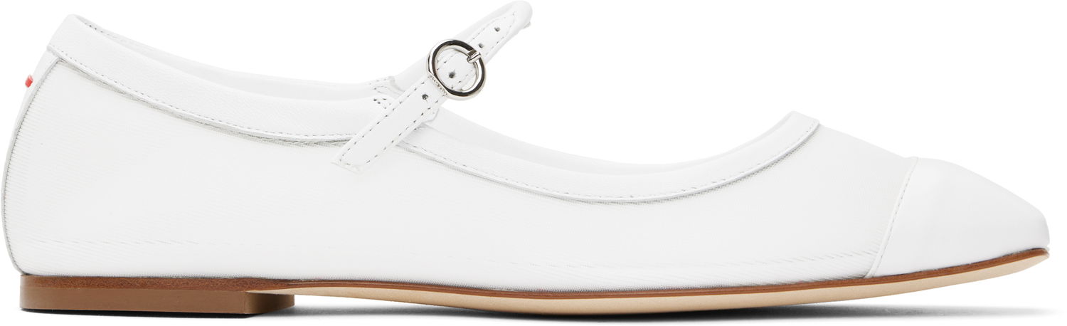 Kläder Aeyde Aeyde Uma Mesh Toe-Cap Ballerina Flats Vit | A11-FL-RKLS08FL181-SS25-1020-007, 0