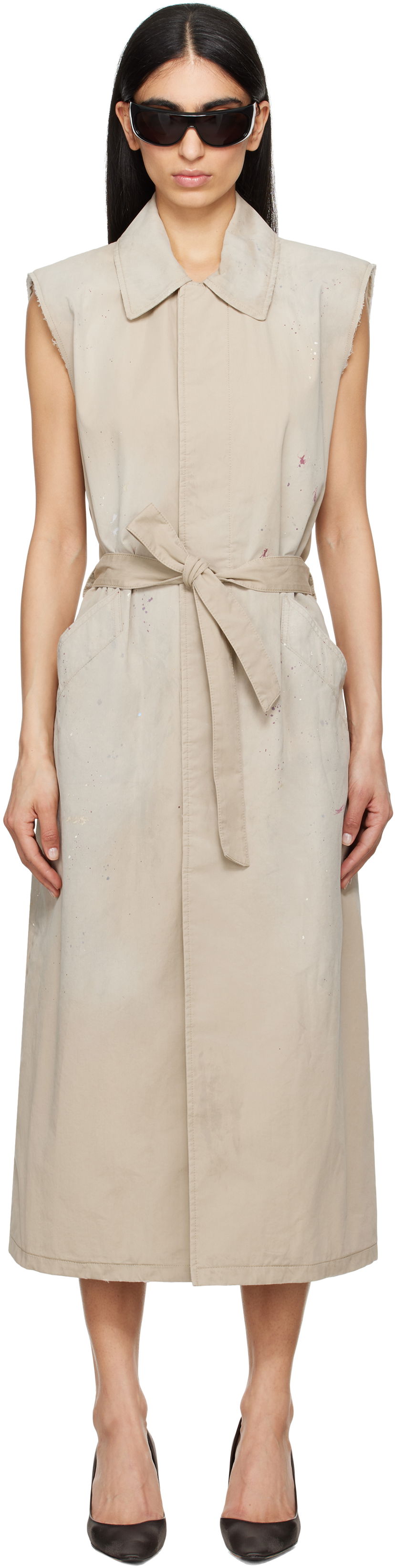 Klä Maison Margiela MM6 Maison Margiela Sleeveless Trench Coat Beige | S62FB0082 S78537
