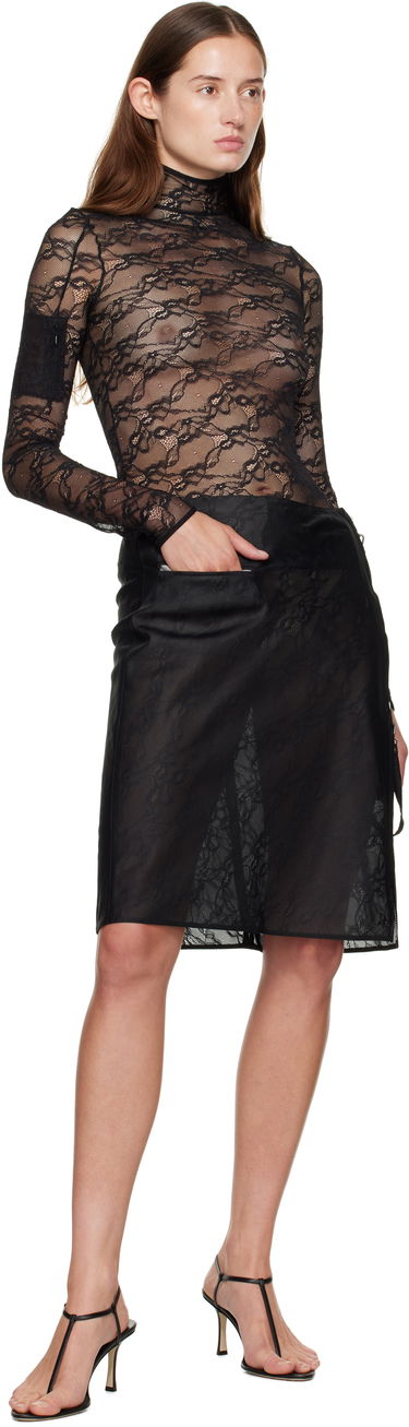 Kjol Courrèges Courrèges Zipped Lace Midi Skirt Svart | 325CJU306PA0135, 3