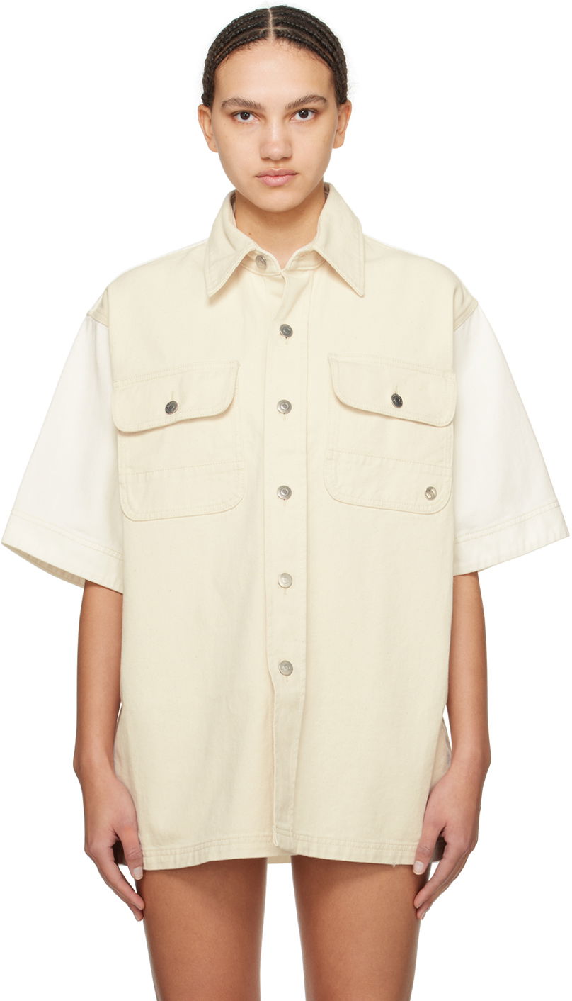 Skjorta Stella McCartney Stella McCartney Workwear Denim Shirt Beige | 6D02513SPH57
