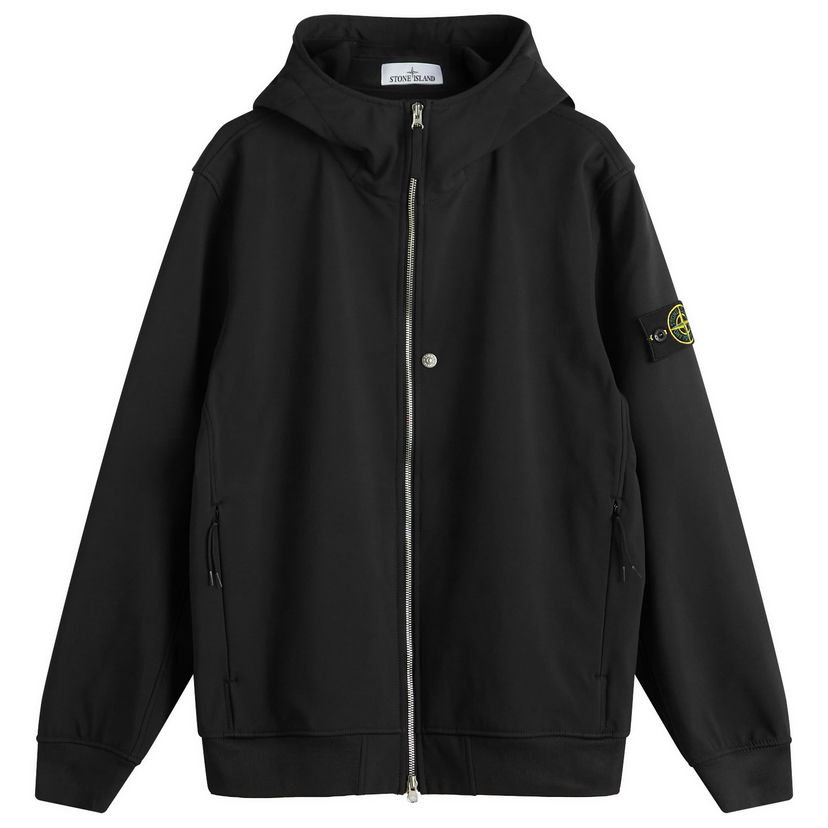 Jacka Stone Island Soft Shell-R Hooded Jacket Svart | K2S15Q100004-V0029