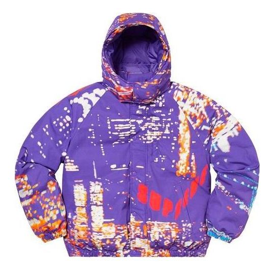 Pufferjacka Supreme City Lights Print Puffy Jacket Purpur | SUP-SS20-356, 0