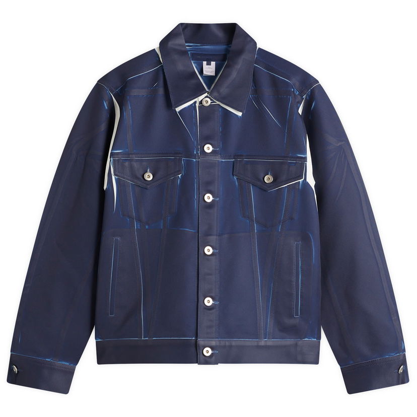 Bomberjacka Comme des Garçons CDG SHIRT Garment Printed Twill Trucker Jacket Blå | FO-J503-051-1