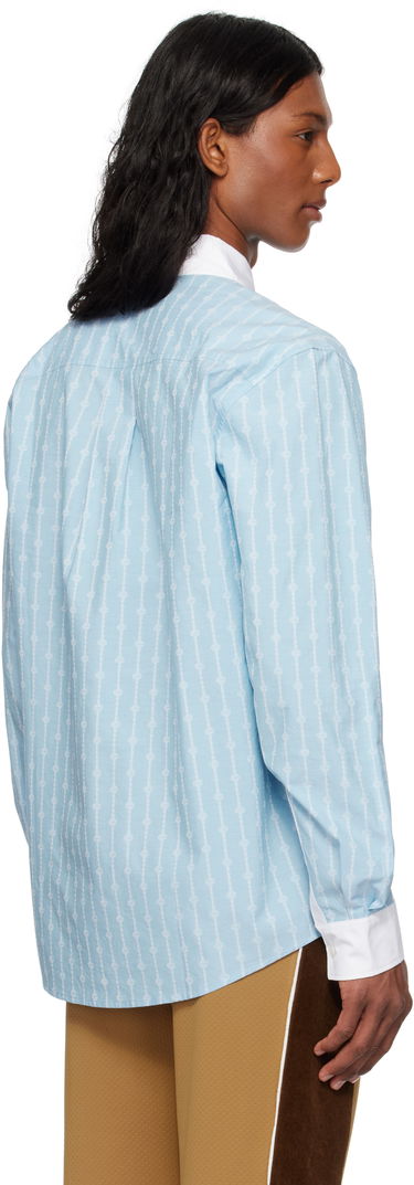 Skjorta Casablanca Casablanca Laurel Stripe Jacquard Shirt Blå | MS25-SH-175-01, 2