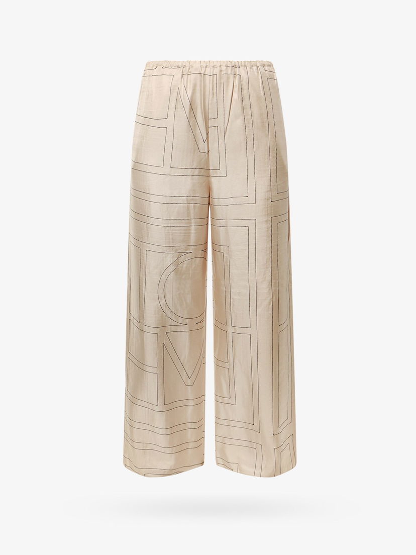 Byxor TOTEME Geometric-Print Silk Wide-Leg Trousers by Toteme Beige | 213255707926