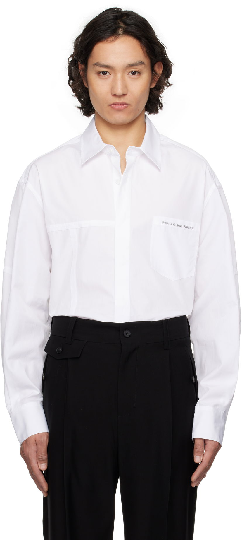 Skjorta Feng Chen Wang Feng Chen Wang Paneled Shirt Vit | FUS19SR21