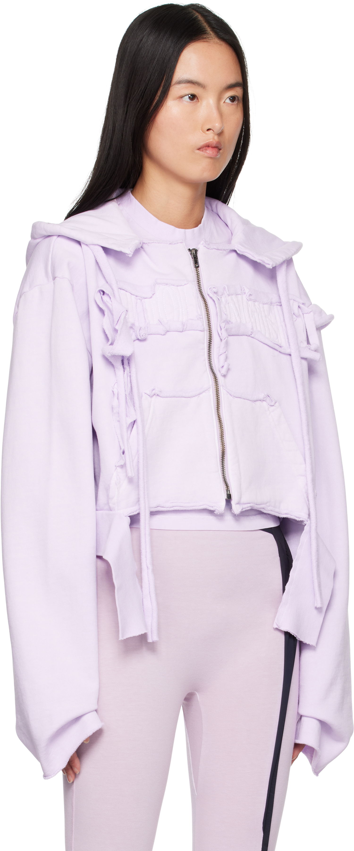 Sweatshirt Ottolinger Ottolinger Distressed Cropped Hoodie Purpur | 2215020214, 1