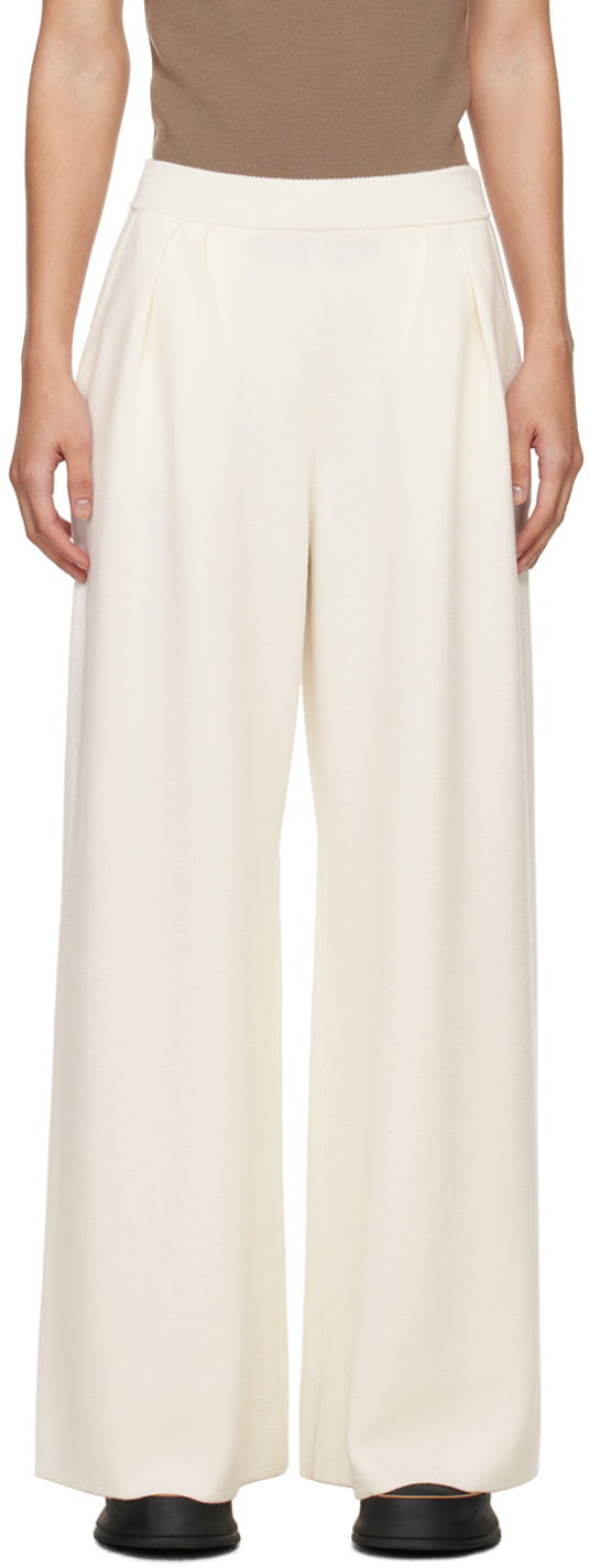 Byxor Max Mara Max Mara Nocera Wide-Leg Trousers Vit | 2411331011600