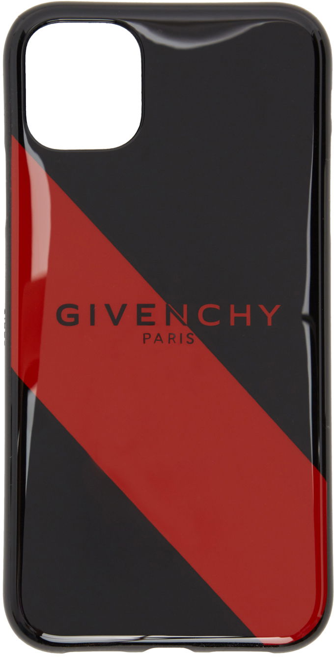 Nyckelringar Givenchy Striped Logo iPhone 11 Case Svart | BK604QK119