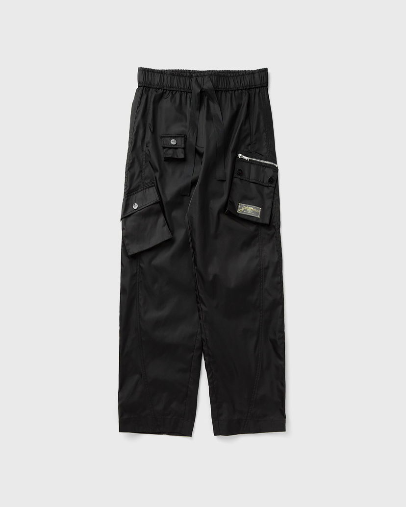 Cargo byxor GANNI Ganni Duchesse Nylon Elasticated Cropped Pants Svart | W0476-099