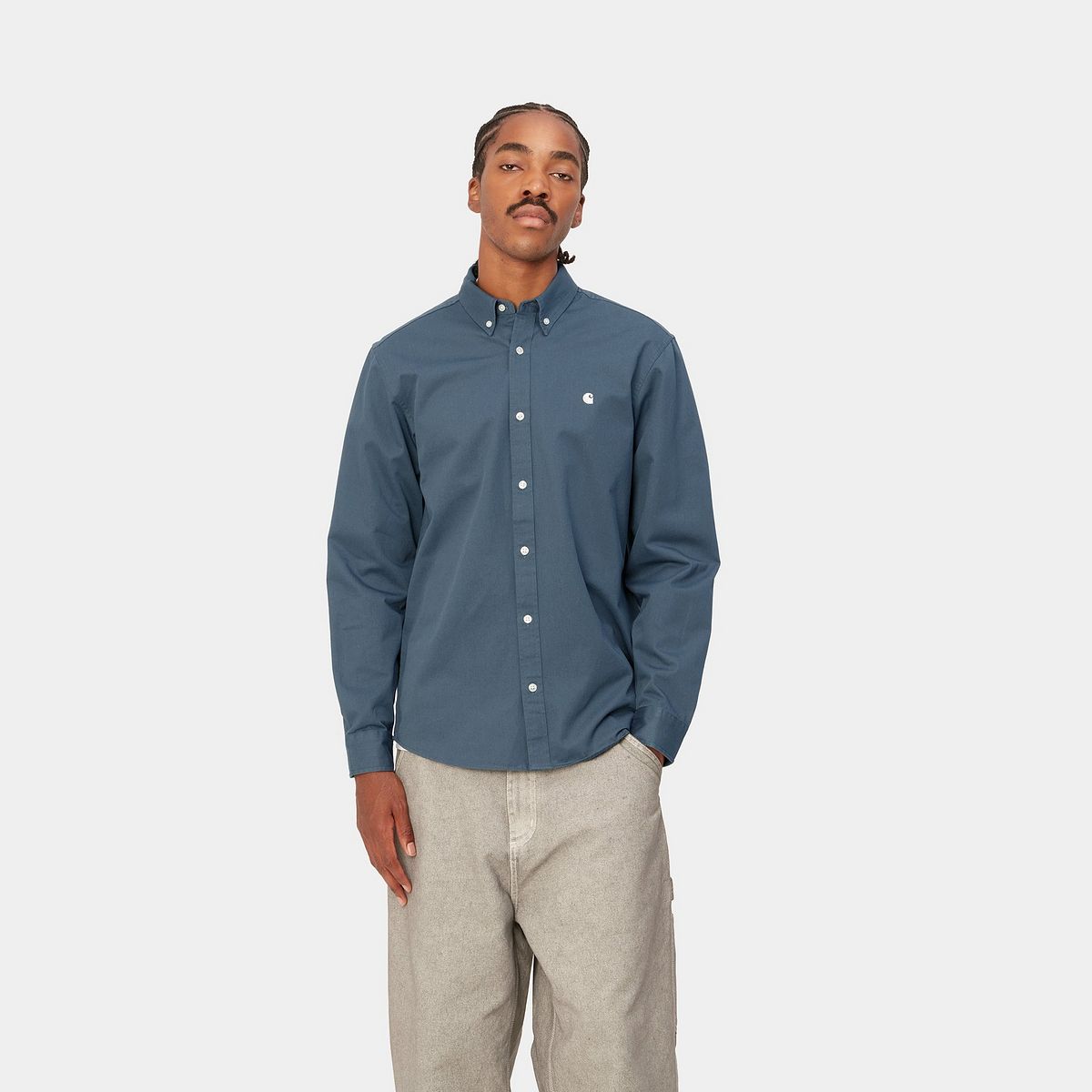 Skjorta Carhartt WIP L/S Madison Shirt "Ore / Wax" Mörkblå | I023339_1RE_XX, 0