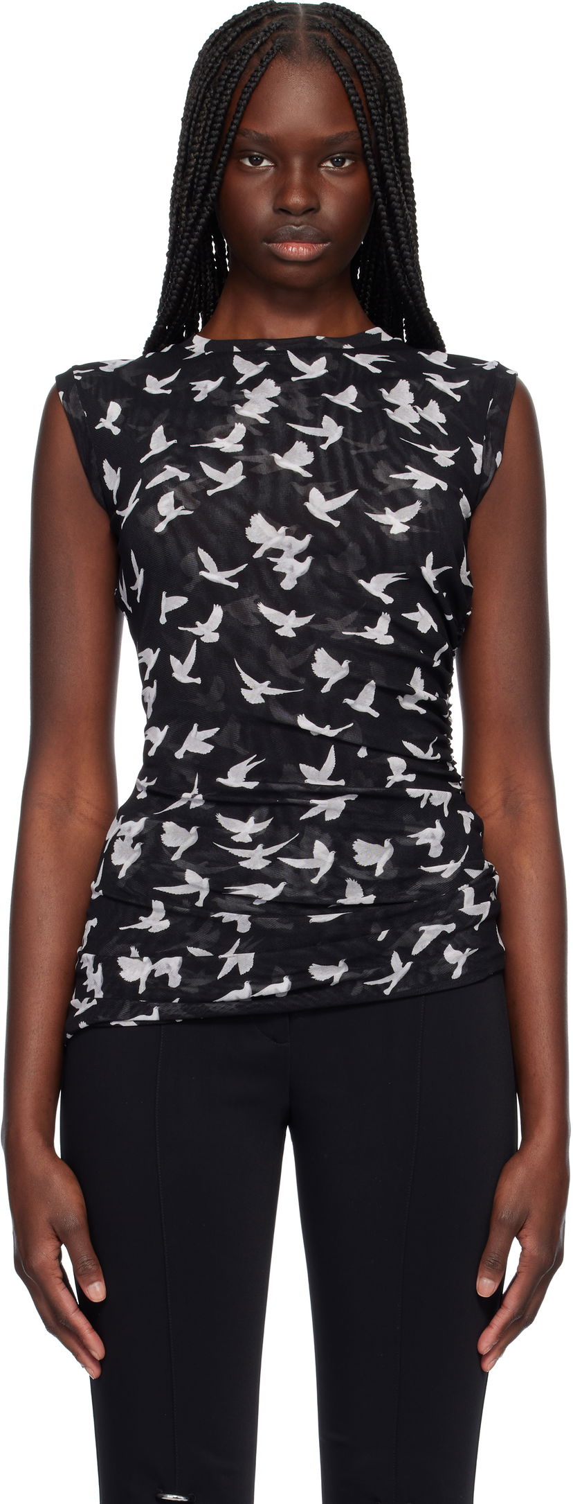 Linne Stella McCartney Stella McCartney Mesh Flying Bird Top Svart | 6J03113SPZ89