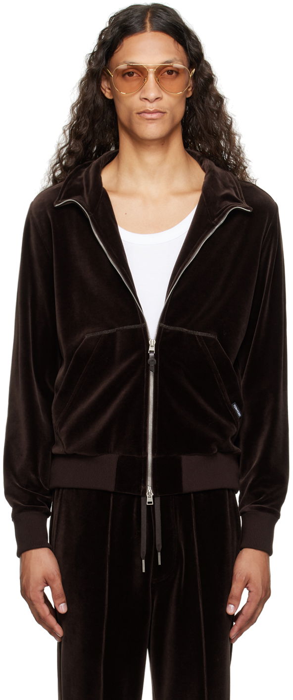 Jacka Tom Ford Brown Zip Track Jacket Brun | JZL001-JMC009S23