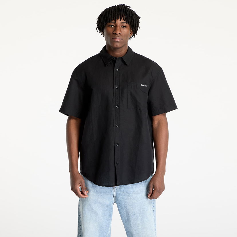 Skjorta CALVIN KLEIN Calvin Klein Jeans Linen Cotton Short Sleeve Shirt Svart | J30J327296 BEH