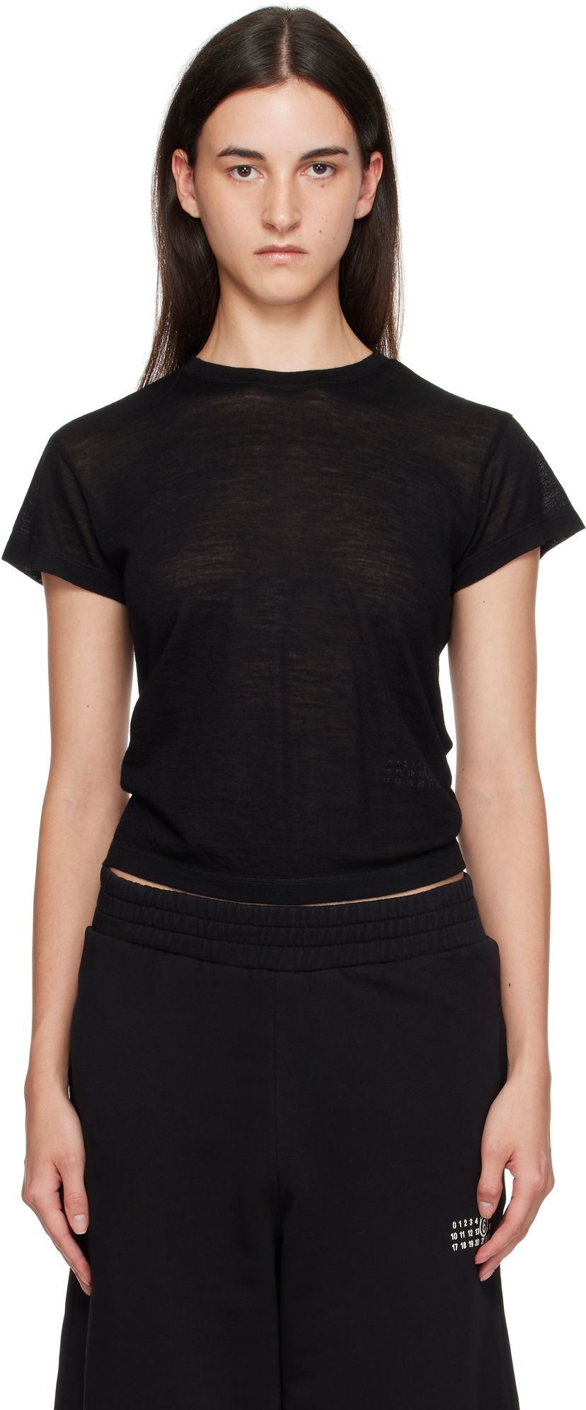 T-shirt Maison Margiela MM6 Maison Margiela Sheer Wool T-Shirt Svart | S52GC0354 M20123