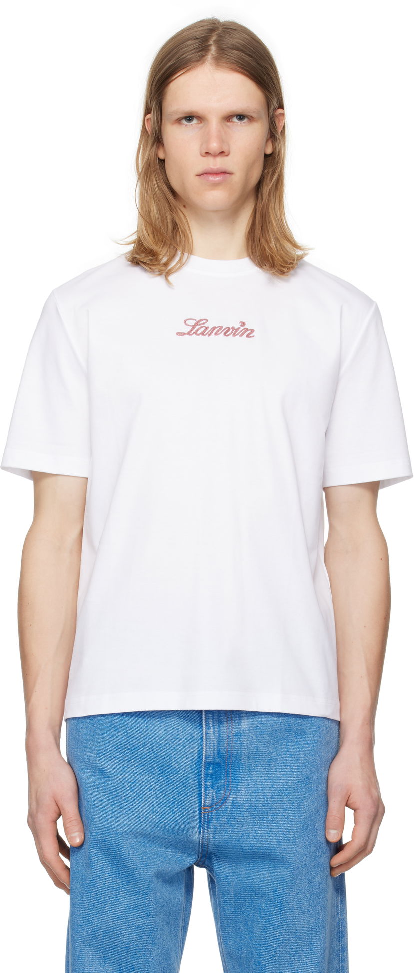 T-shirt LANVIN Lanvin Bouclette Script Logo T-Shirt Vit | RM-TS0115-J134-P25