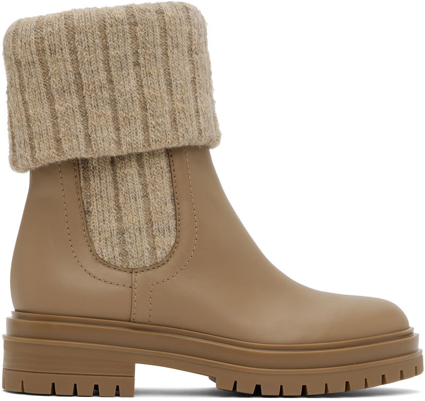 Sneakers och skor Gianvito Rossi Gianvito Rossi Chalet Knit Ankle Boots Beige | G72929-20GOM-CKH