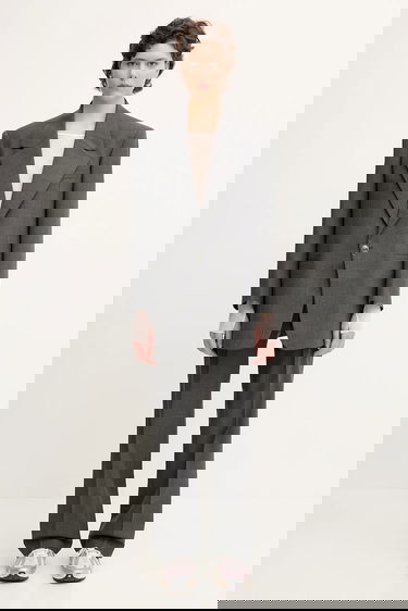 Byxor Marine Serre Marine Serre Regenerated Tailoring Wide Leg High Waist Trousers Grå | WPA154A.DWOV0057, 4