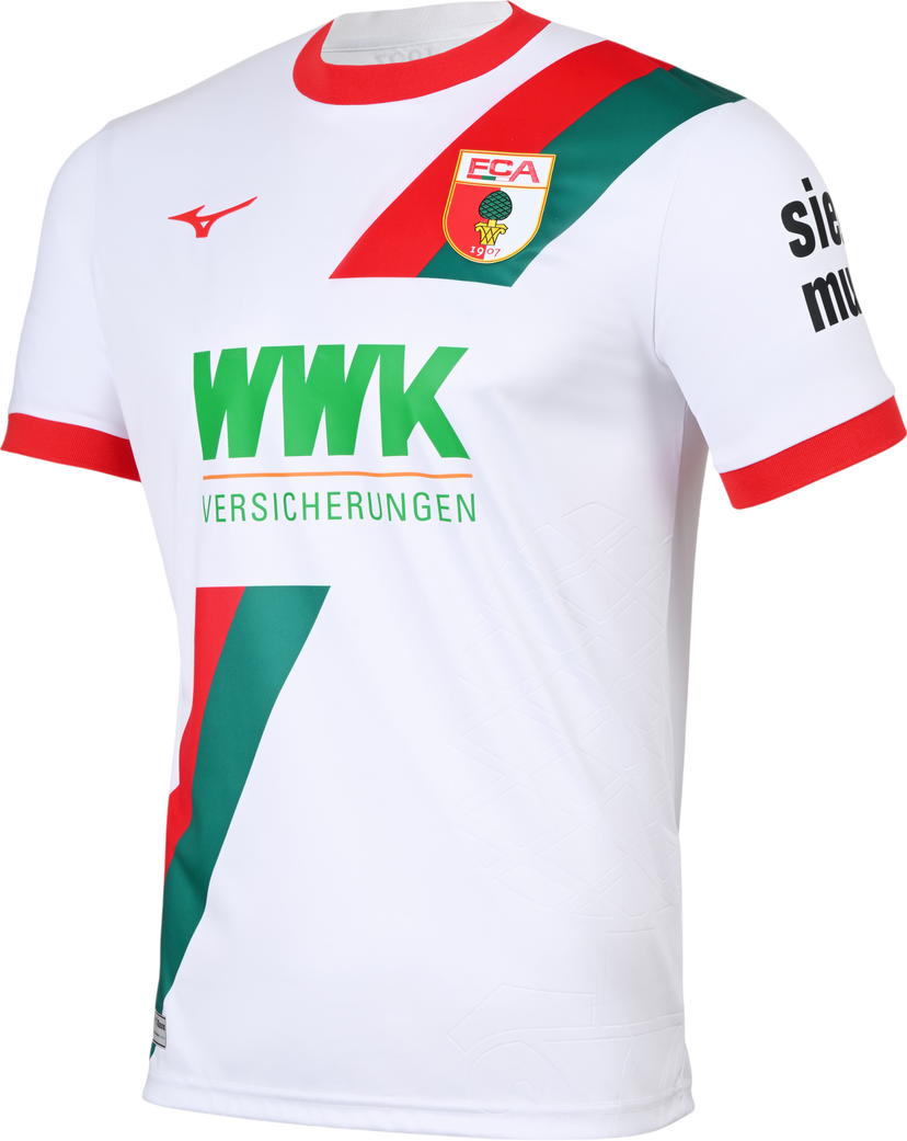 Jersey Mizuno FC Augsburg Home Jersey 2025/26 Vit | p2gacx10-01