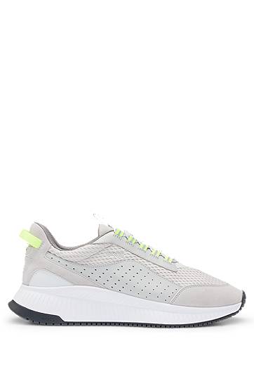 Kläder BOSS TTNM EVO Suede, Leather and Mesh Ribbed Sole Trainers Grå | 50522908, 1