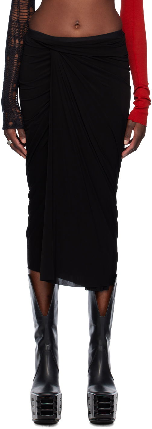 Kjol Rick Owens Rick Owens Wrap Midi Skirt Svart | RP01D2339 HBZ